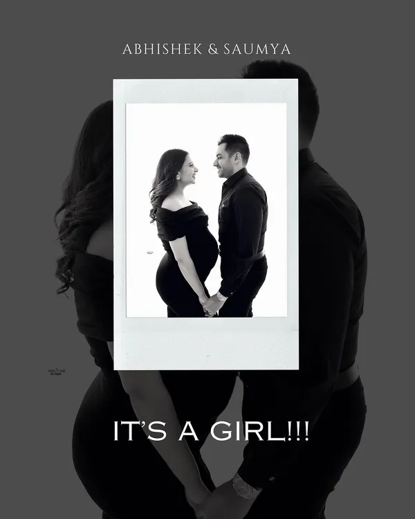 It's a Girl. A creative and modern pregnancy announcement, using a polaroid-style frame to reveal the happy news.