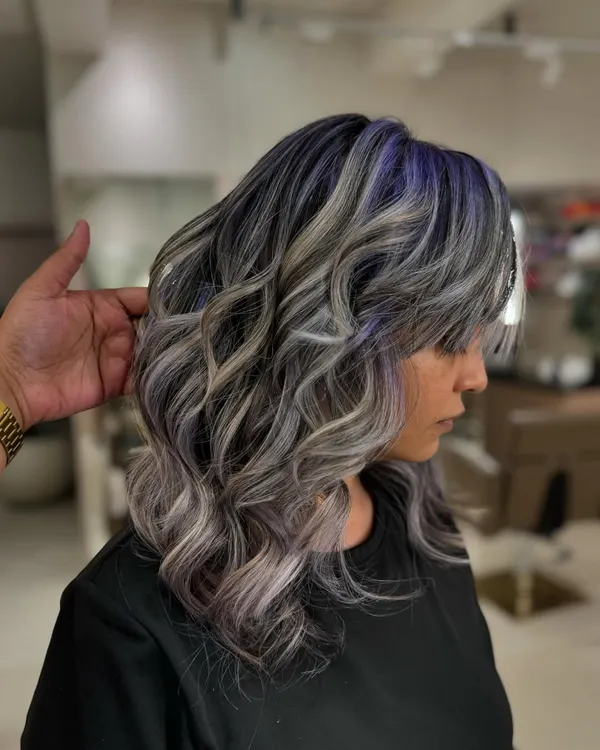 Serving this winter frost look with cool ash and purple tones. This required bleach to get that icy vibe, but the result is so worth it. (No filter)