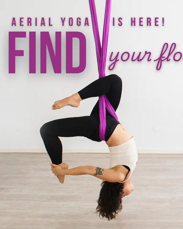 Welcome to your mat, where you can find your flow and defy gravity. This is our Aerial Yoga practice, a beautiful way to build strength, increase flexibility, and experience the freedom of supported inversions. It’s a practice that truly lifts your spirit.