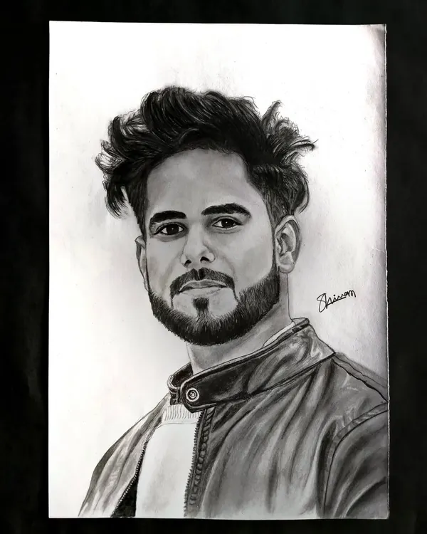 A finished realistic portrait sketch. I sign every piece of my work.