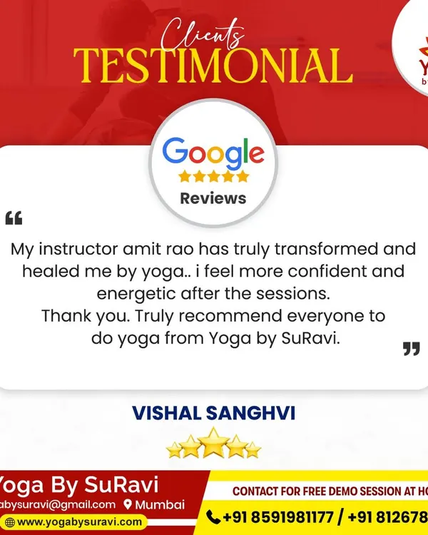 A wonderful review from our client Vishal Sanghvi. He highlights feeling more confident and energetic after our sessions, which is the transformation we aim to bring to every individual's life.
