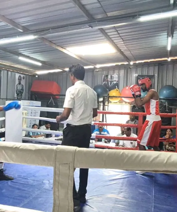 A glimpse of an in-house boxing sparring session. Our fighters get real ring experience under the watchful eye of a referee to prepare for actual competition.