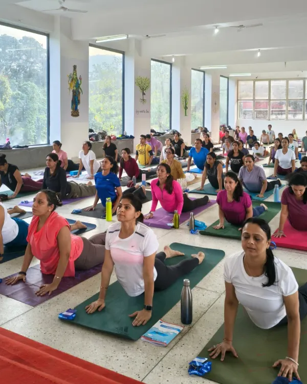 Welcome to The Yoga Tribe. Here, we move, breathe, and grow as a community. This moment from our Rishikesh retreat captures the energy and unity that we bring to every class, whether it's a large workshop or an intimate group session.
