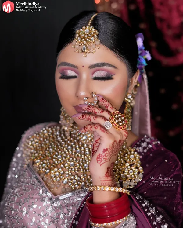 This is the kind of flawless, high-definition bridal makeup you will master. Notice the seamless blending on the eyes, the radiant skin finish, and the perfectly defined features that make a bride feel powerful on her big day.