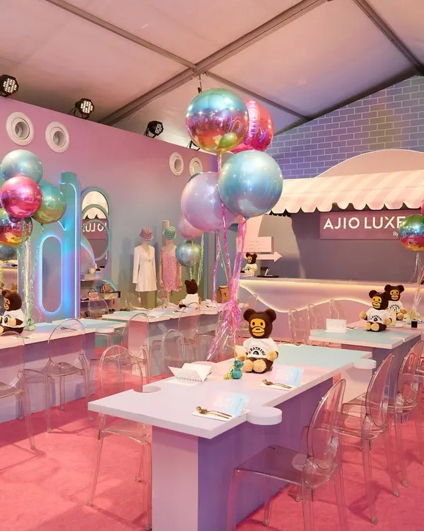 For the Ajio Luxe Weekend, we designed and operated the entire Ajio Luxe Café. The space was a playful, pastel dreamscape, complete with custom furniture and whimsical decor that set the stage for a fashion-forward menu.