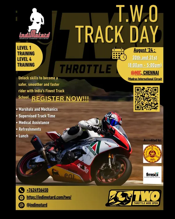 Our next track day is coming up. We're offering Level 1 and Level 4 training. Register now to unlock your potential as a safer, smoother, and faster rider.