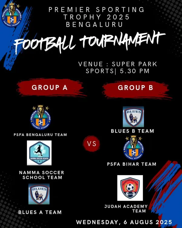 The fixture list for the Premier Sporting Trophy 2025, showing the group stage matchups. I provide clear and timely information for all participating teams.