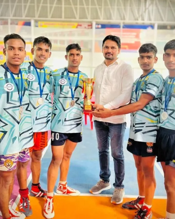 Our team with their medals after securing the 2nd position at the C.B.S.E. Kabaddi National tournament.