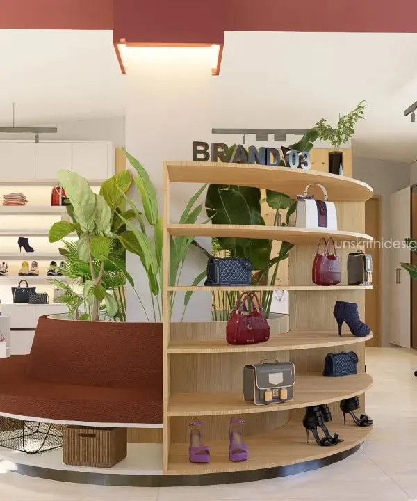 This space is not a showroom, not an office, not a studio. It's everything in between. We designed this hybrid retail space with a central curved display unit that doubles as seating, surrounded by adjustable shelves and clean, bright lighting to keep the focus on the products.