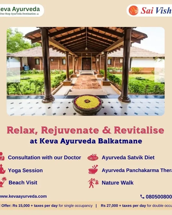 Relax, rejuvenate, and revitalize at our Keva Ayurveda Balkatmane Retreat. Our Sharad Ritu package includes doctor consultations, a Satvik diet, yoga sessions, Panchakarma therapies, and nature walks for a complete wellness experience.