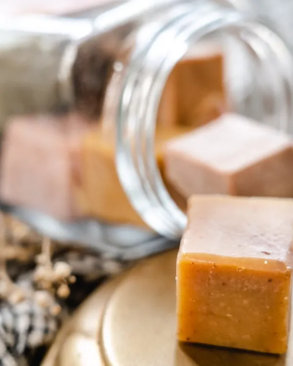 My assorted soap cubes in a jar are a wonderful way to try different varieties. Each jar contains 8 to 10 cubes of my handcrafted body bars, and each cube lasts for several washes.