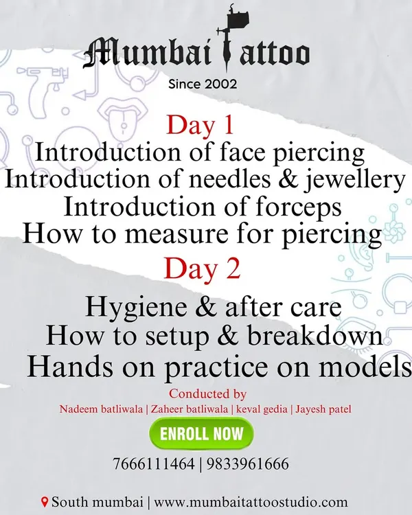 Our two day piercing course is structured so you learn everything you need to know. Day one covers the fundamentals of piercing, needles, and jewelry, while day two is all about hygiene, aftercare, and most importantly, hands-on practice on models.