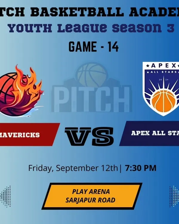The game day announcement for a Friday night clash between the Mavericks and Apex All Stars during Youth League Season 3.