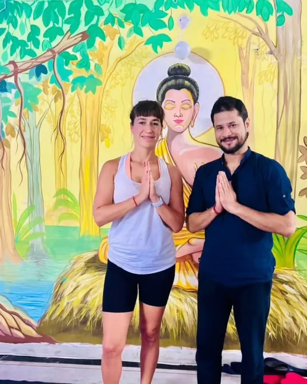 A photo with a wonderful student from New York after a fulfilling session. It is an honor to share the practice of yoga with individuals from different cultures.
