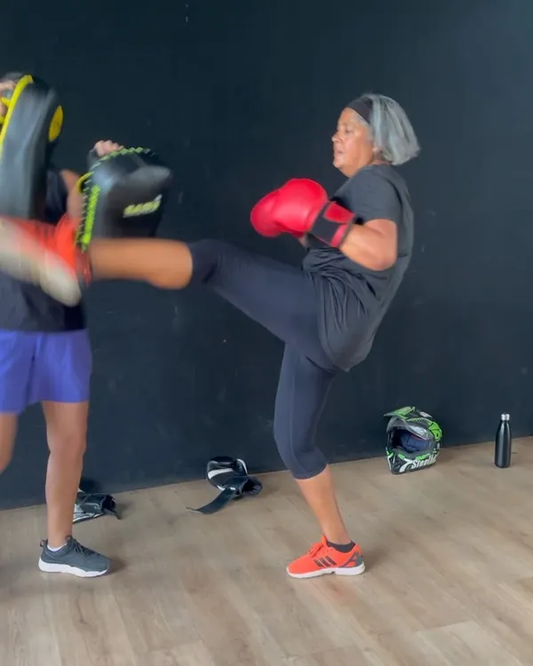 This is what we mean by "everyone is welcome". It doesn't matter if you're a pro or have never thrown a kick in your life. We focus on technique and having a good time, no matter your age or fitness level.