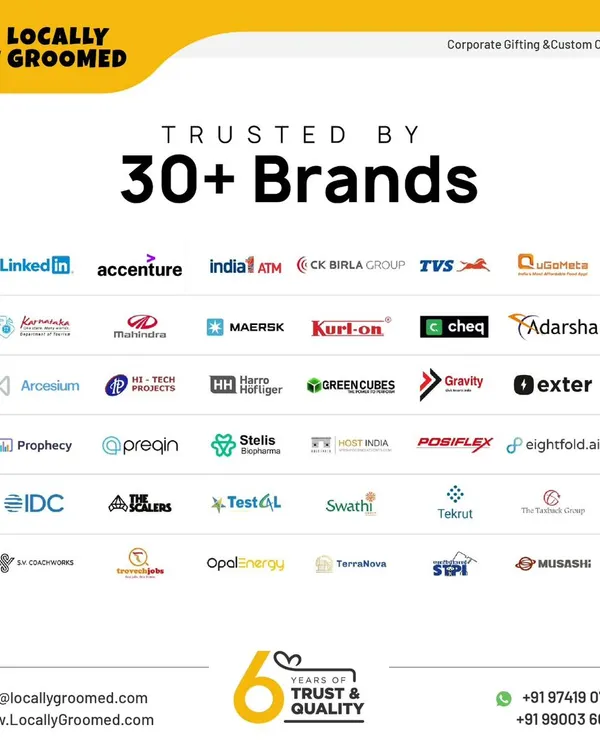 We are honored to be trusted by over 30 top brands. This image showcases the logos of some of our valued clients, including LinkedIn, Accenture, TVS, and Maersk, reflecting our experience and reliability.