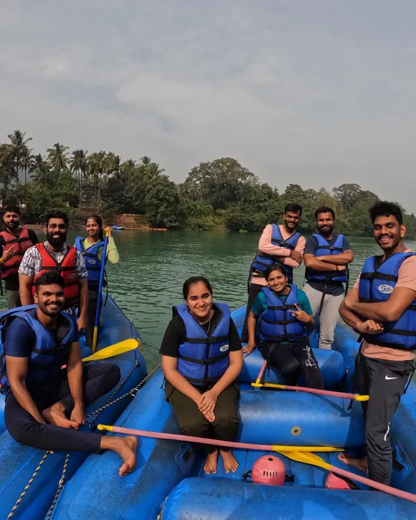 All geared up and ready for a white-water rafting adventure in Dandeli. I provide all necessary safety equipment and expert guides for a secure and exciting experience.