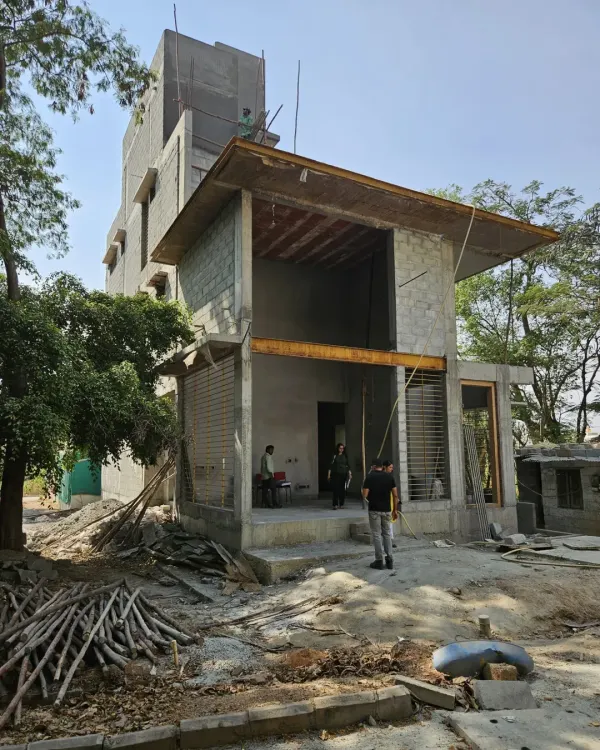 The bare shell of Villa 14. It's always exciting to see the fundamental volumes and spaces of a project take shape before the finishes are applied. This villa is designed with high ceilings and large openings to frame the surrounding gardens.