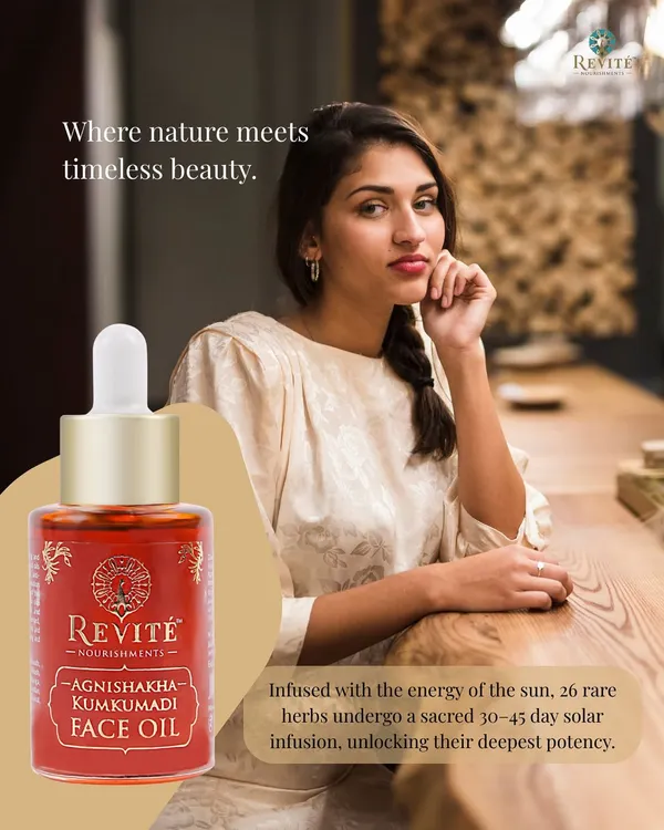 This is where nature meets timeless beauty. My Agnishakha Kumkumadi Face Oil is infused with the energy of the sun, undergoing a sacred 30-45 day solar infusion to unlock the deepest potency of 26 rare herbs.