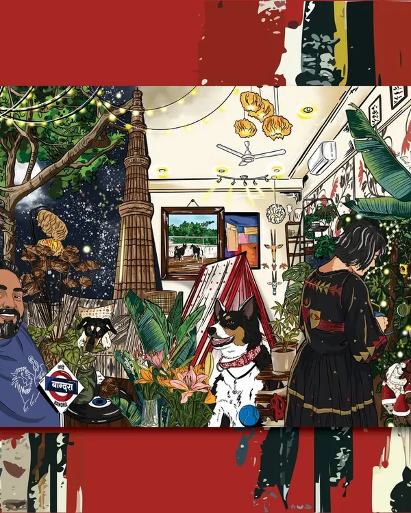 This custom Christmas illustration is one of my favorites. It’s a visual story woven with personal memories, beloved pets, and landmarks, showing how I can bring your world to life on paper.