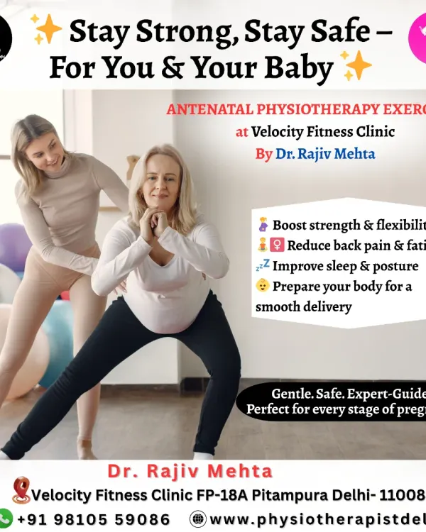 We offer specialized antenatal physiotherapy to support you throughout your pregnancy. This graphic highlights how our expert-guided, gentle exercises can boost strength, reduce common discomforts like back pain, and prepare your body for a smooth delivery and recovery.