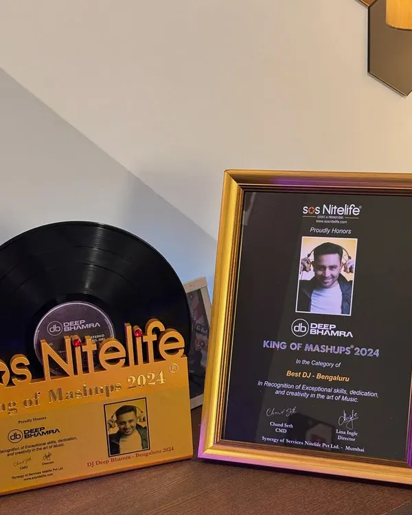 A close-up of my "King of Mashups 2024" award from SOS Nitelife for Best DJ in Bengaluru.