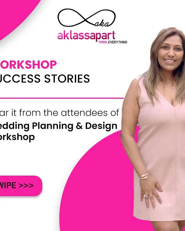 The feedback from my wedding planning and design workshops always fuels my passion. It's wonderful to see how sharing my experience helps others on their professional journey.