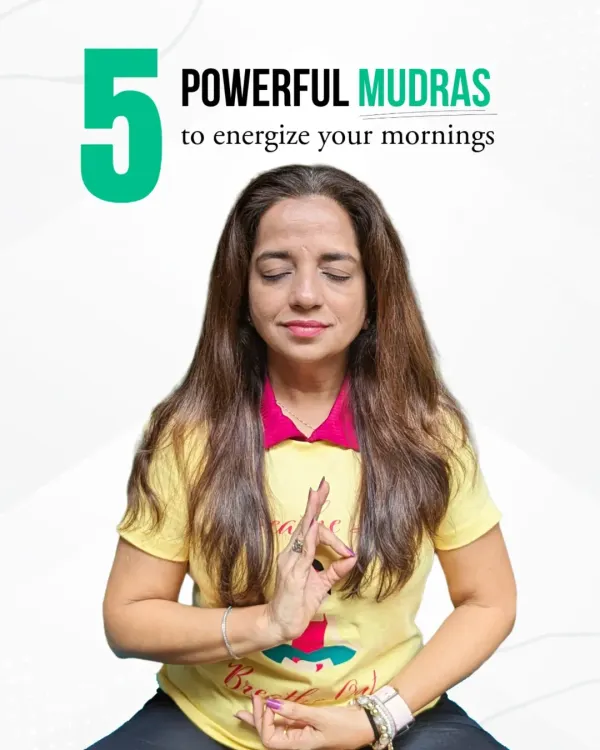 Feeling tired in the mornings? This image introduces 5 powerful mudras you can practice to energize your mind and body. Just 10 minutes can help you balance your energy, sharpen your focus, and calm your nervous system.