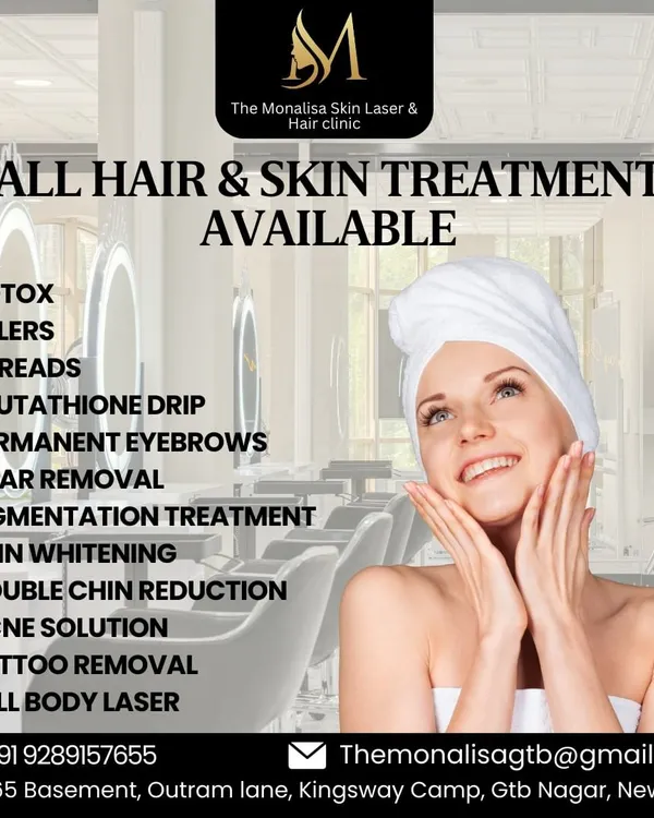 We offer a comprehensive menu of hair and skin treatments. This includes injectables like Botox and fillers, advanced procedures like glutathione drips and tattoo removal, and permanent makeup.