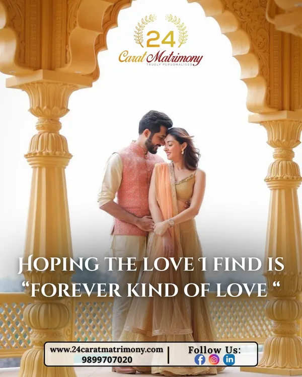 Hoping the love you find is a "forever kind of love". This couple, framed by beautiful Indian architecture, represents the blend of modern romance and traditional roots we specialize in for our NRI clients.