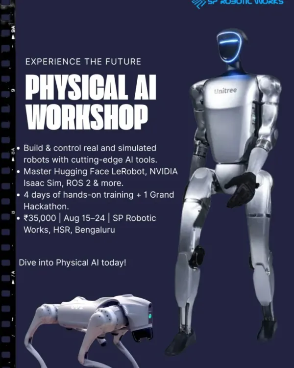 This poster highlights the advanced systems you'll work with in our Physical AI workshop, including humanoid robots and quadrupeds like the Unitree dog. We dive deep into simulation and control using tools like NVIDIA Isaac Sim and ROS 2.