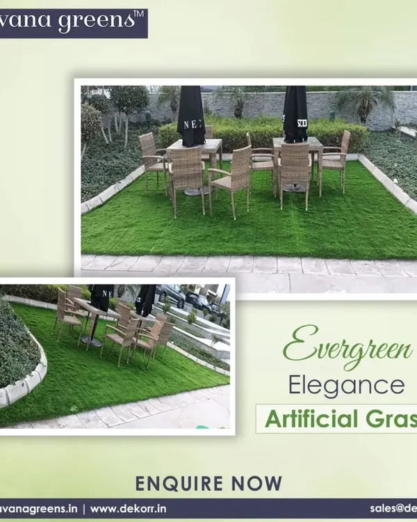 We transformed this outdoor patio into an elegant, evergreen seating area. Our artificial grass provides a clean and sophisticated foundation for commercial spaces like cafes and restaurants, ensuring a beautiful look without the constant upkeep of natural lawn.