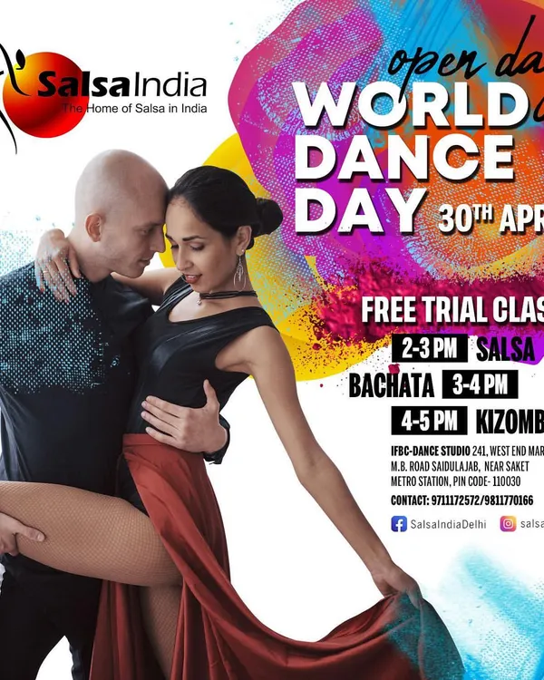 We love celebrating dance with everyone. Here's an announcement for our World Dance Day Open Day, where we offered free trial classes in Salsa, Bachata, and Kizomba.