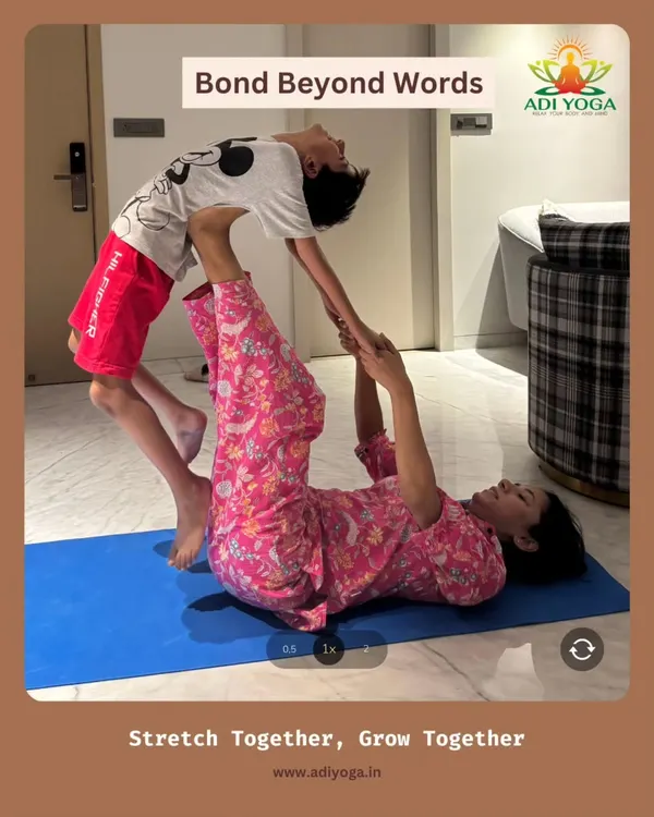 This is what it's all about: connection. Here, a mother and son share a moment of trust and playful focus during one of my at-home family yoga sessions. I believe yoga is for every age and every body, and it's a beautiful way to strengthen family bonds.