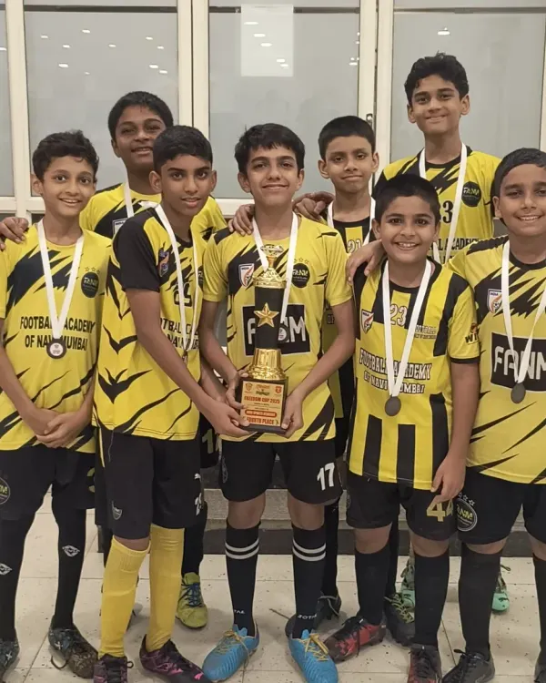 Our Under-14 team proudly displaying their runner-up trophy and medals from the Freedom Cup 2025. This achievement reflects their hard work, discipline, and the fighting spirit we instill in all our players.