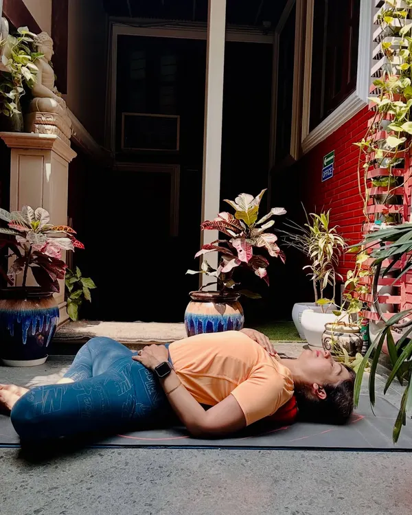 For Stress Awareness Month, I encourage you to find moments of deep rest. Supta Baddha Konasana, or Reclined Butterfly Pose, is a perfect way to let your body exhale, release tension, and shift your entire mood.