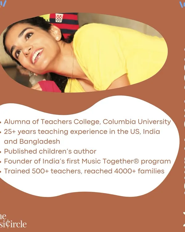This is me, Priyanka Seth Pandit. I'm a Columbia University alumna, a published children's author, and the founder of India's first Music Together program. My passion is sharing the joy of music with families.