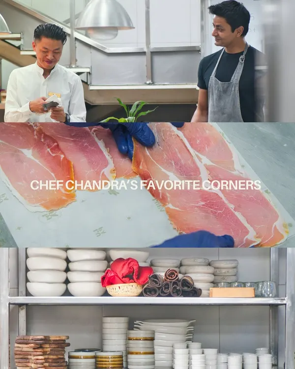 A collage capturing some of Chef Manu's favourite corners of Lupa. From the pass where orders are called to the butchery where precision is key, this is a look at the spaces where our relationship with you begins.