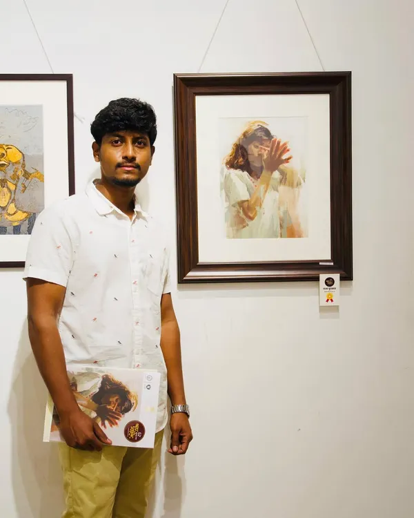 I am honored to be receiving the Maharashtra State Art Award in the professional category at Jehangir Art Gallery. My painting was also featured on the catalogue cover.
