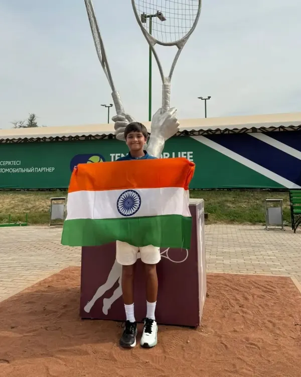 A proud moment for our academy as our trainee Aarav Chhallani represents Team India at the ATF Asia U-12 competition, holding the national flag.