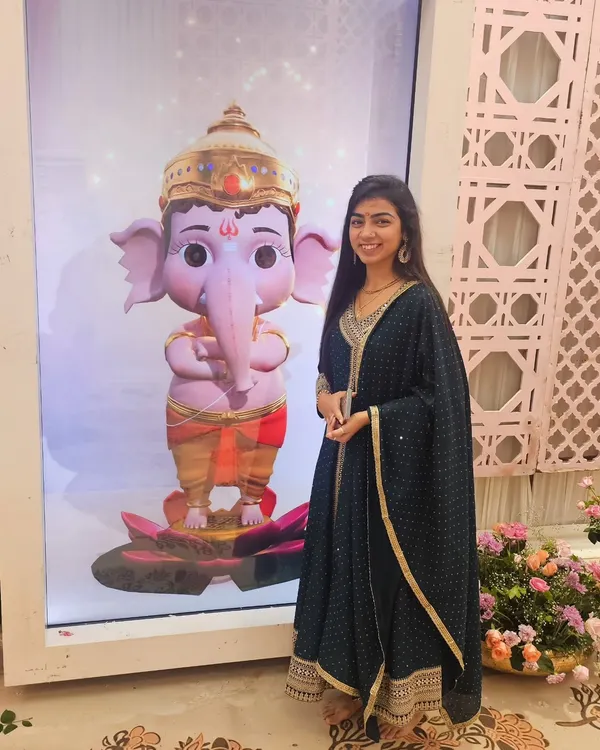 Celebrating Ganesh Chaturthi at the Ganpati Mahotsav hosted by Hon'ble Cabinet Minister Vipul Goyal ji. Standing next to this beautiful Ganpati idol, the evening was truly divine.