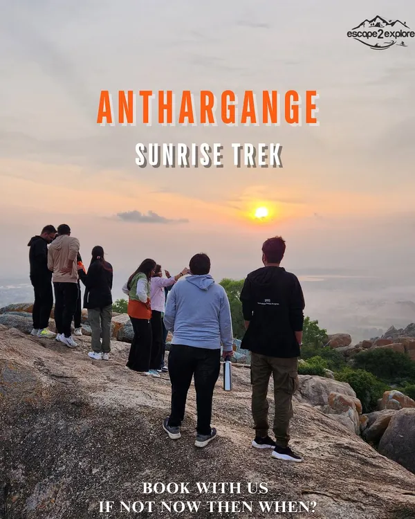 A promotional graphic for our Anthargange Sunrise Trek, perfect for those looking to combine hiking with a unique cave exploration experience.