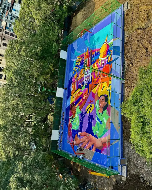 This is what it looks like to turn a full-sized basketball court into a canvas. For this project with NBA 2K, my team and I created a massive, vibrant mural that transformed the entire playing surface into an immersive piece of art celebrating the spirit of the game.