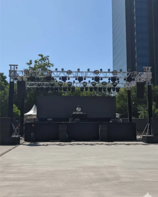 We provided the complete setup for this vibrant Dandiya Night in Whitefield, including the stage, lighting, and floor layout, creating a festive atmosphere for a traditional celebration.