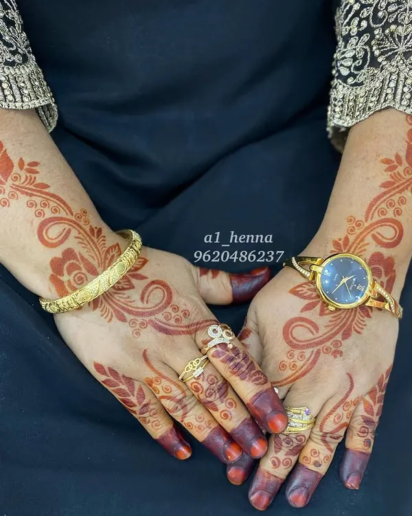 This is the gorgeous, deep red stain from my instant henna cones. It provides a vibrant color perfect for any party or celebration.