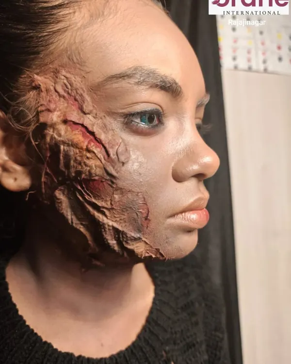 A demonstration of our DIY SFX makeup skills, creating realistic looking wounds, bruises, and scars. This is an advanced technique taught in our courses for aspiring film and theatrical makeup artists.