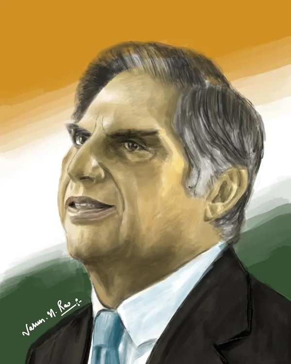 As an artist, this is the small tribute I can pay to a man who inspired millions in India and beyond. This digital portrait of Ratan Tata was created with a sense of immense respect for his contributions as a businessman and humanitarian.