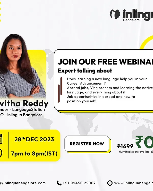 We regularly host free webinars with industry experts like our CEO, Savita Reddy. This event focused on the importance of international languages for career advancement, abroad jobs, and the visa process.