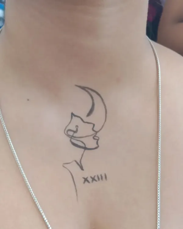 A custom line-art design on the chest. I can recreate your favorite images or symbols for a truly personal temporary tattoo.