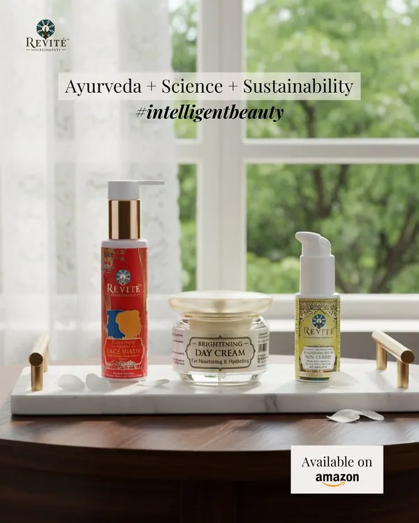 My brand is built on three pillars: Ayurveda, Science, and Sustainability. This is what I call 'intelligent beauty'. I blend nature and science to protect and nourish your skin gently and responsibly.